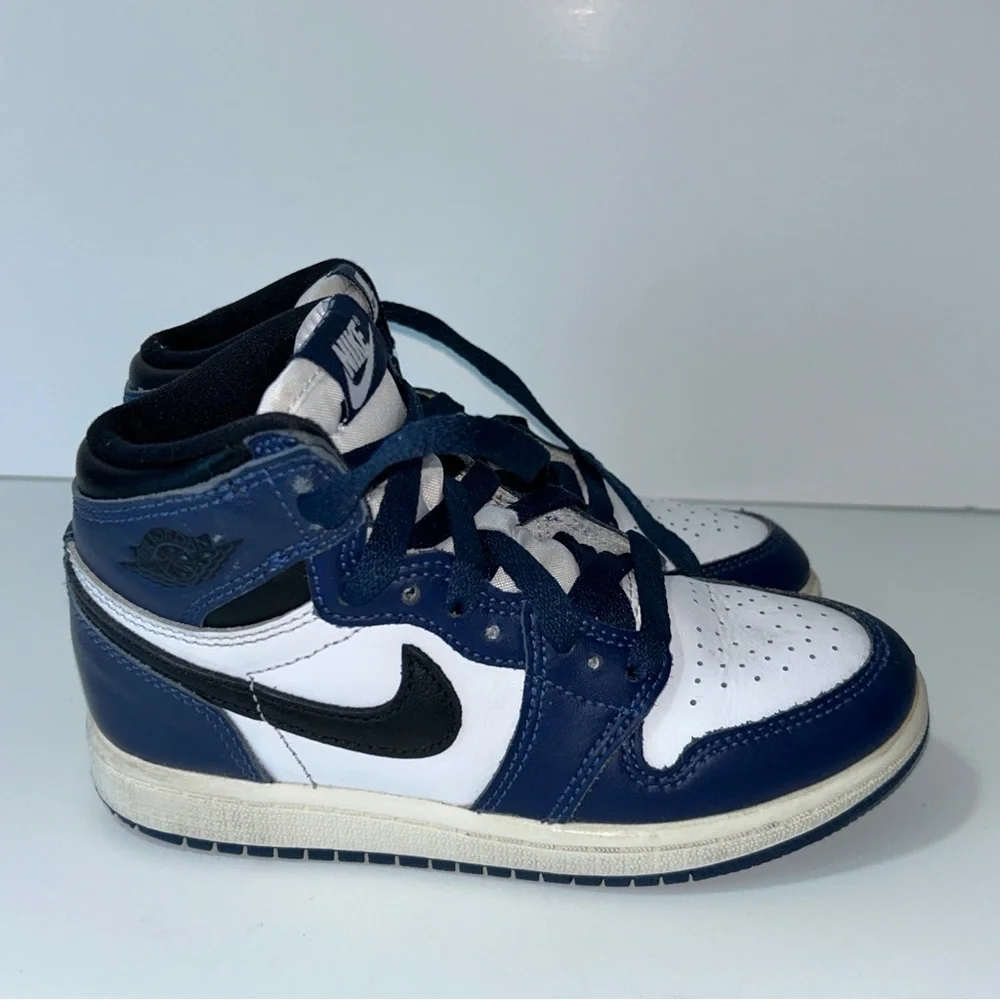 Nike Air Jordan 1 Retro High Kid Size 12C Blue White Athletic Shoes Sneakers - Picture 7 of 15